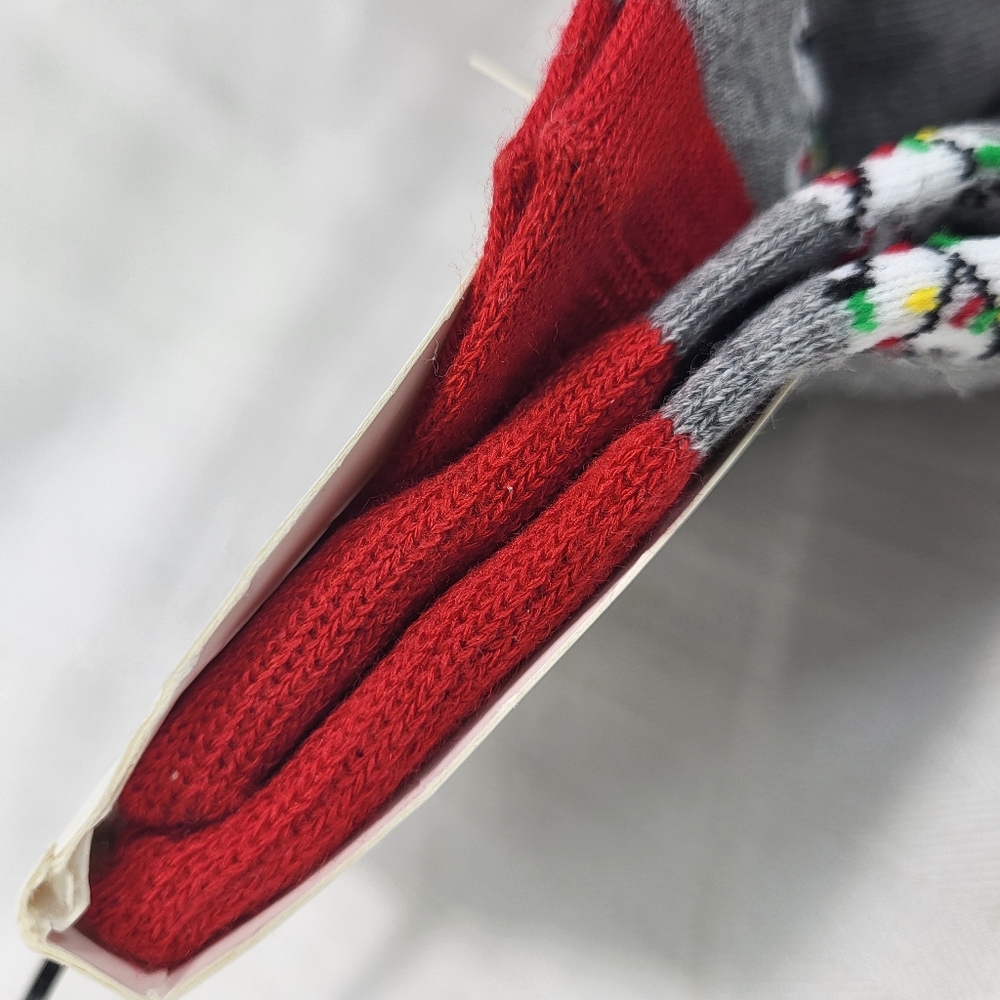 LeGale Mens SOCKS Cat Lights Santa Hat Gray Red White 1 Pair Christmas NEW - Picture 7 of 9